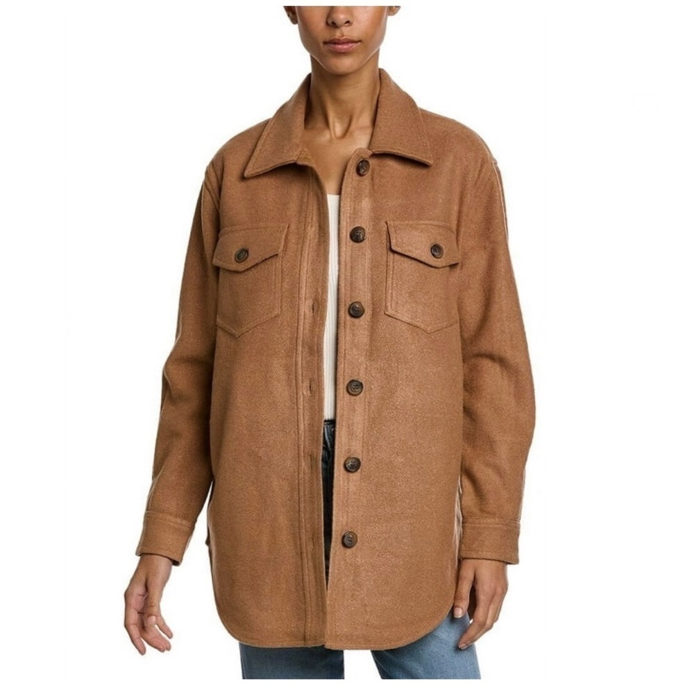 NWT Blank NYC womens Let's Get Lost Wool-Blend Shacket, Small, Brown